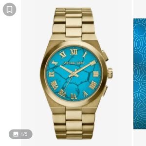 Great condition gold watch turquoise stone face